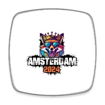 Amsterdam 2024 Urlaub Fuchs - Viereckiger Kühlschrankmagnet - Weiß - Vorne