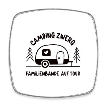 Camping Zwerg Kind Familienbande auf Tour Campen - Viereckiger Kühlschrankmagnet - Weiß - Vorne