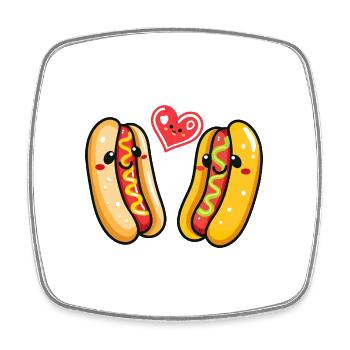 Hotdog Paar Liebe Herz Comic - Viereckiger Kühlschrankmagnet - Weiß - Vorne