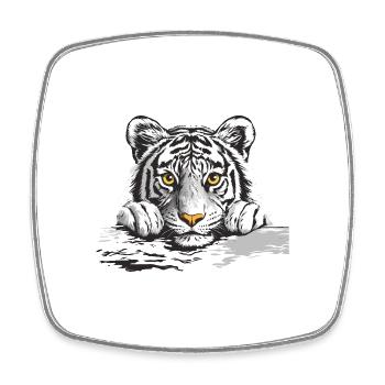 Tiger - Viereckiger Kühlschrankmagnet - Weiß - Vorne
