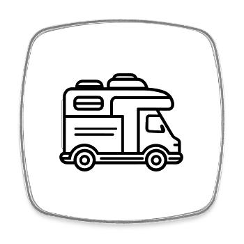 camping car - Magnet carré - blanc - Devant