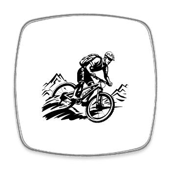 Mountain biker mountain bike - Square fridge magnet - white - Front