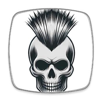Skull with Mohawk Punk Design - Square fridge magnet - white - Front