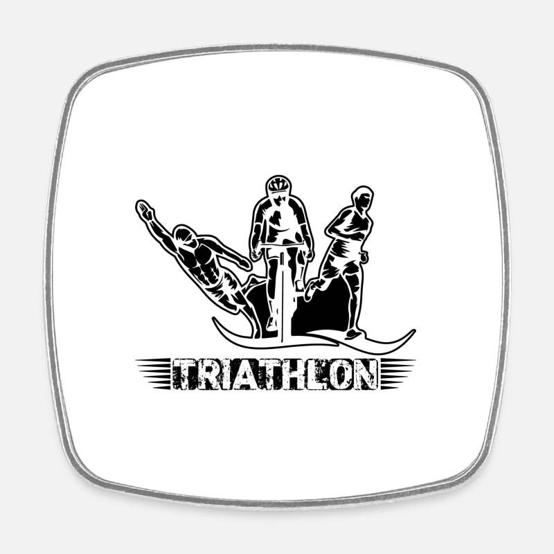 Triathlon - Magnet carré - blanc
