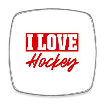 I love hockey - Square fridge magnet - white - Front