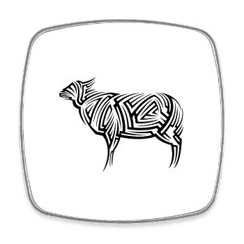 Sheep Tribal Tattoo - Square fridge magnet - white - Front