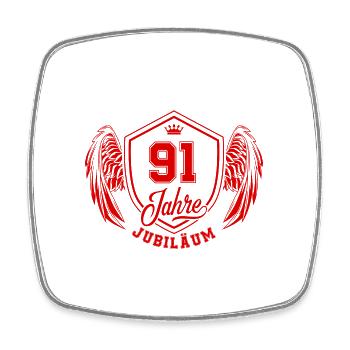 91 Zahl Wappen - Viereckiger Kühlschrankmagnet - Weiß - Vorne