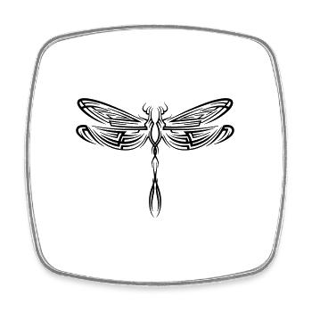 Drachenfliege libelle Tribal Tattoo - Viereckiger Kühlschrankmagnet - Weiß - Vorne