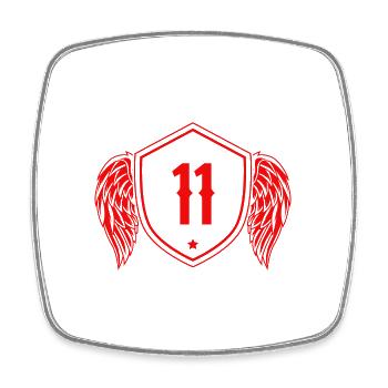 11 Zahl Wappen - Viereckiger Kühlschrankmagnet - Weiß - Vorne