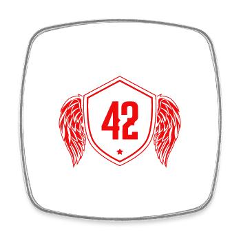 42 Zahl Wappen - Viereckiger Kühlschrankmagnet - Weiß - Vorne
