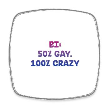 Half Bi Half Gay Crazy Joke Bisexual Pun LGBTQ - Viereckiger Kühlschrankmagnet - Weiß - Vorne