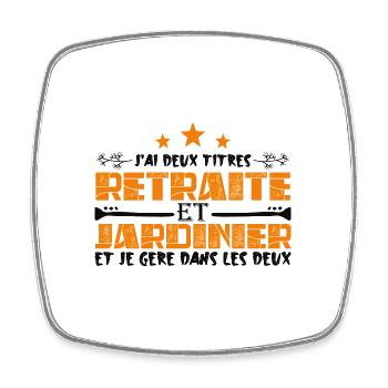 J'ai deux titres Retraite et Jardinier. Cadeau - Magnet carré - blanc - Devant