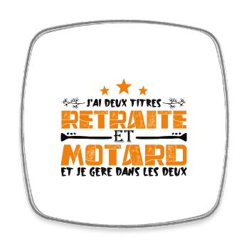 J'ai deux titres Retraite et Motard. Cadeau - Magnet carré - blanc - Devant