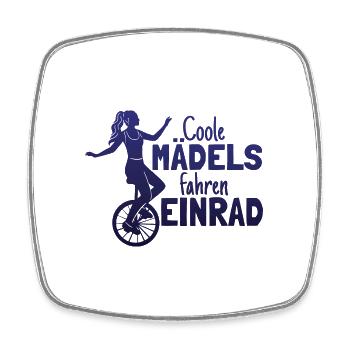 Einradfahrerin Coole Mädels Fahren Einrad - Viereckiger Kühlschrankmagnet - Weiß - Vorne