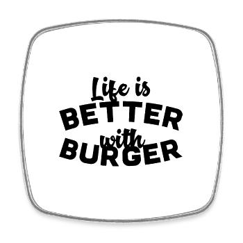 Life is better with burger - Viereckiger Kühlschrankmagnet - Weiß - Vorne