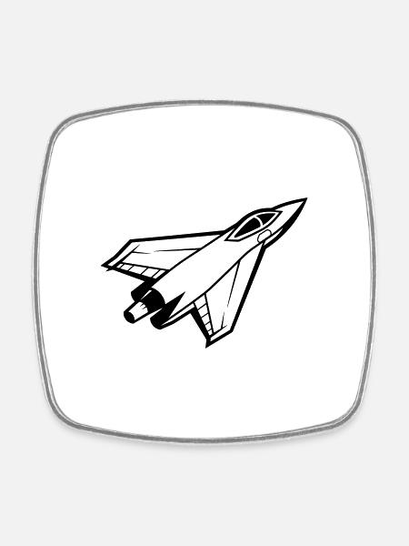 Avion de chasse - Magnet carré - blanc