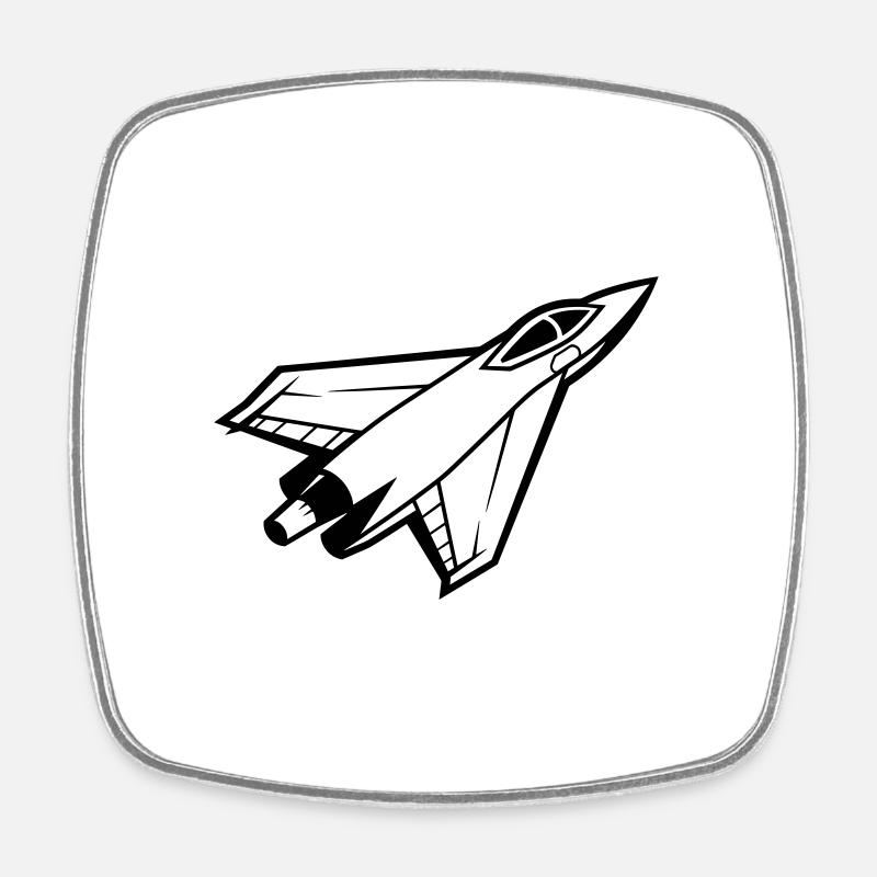 Avion de chasse - Magnet carré - blanc