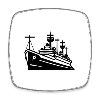 Bateau de combat - Magnet carré - blanc - Devant