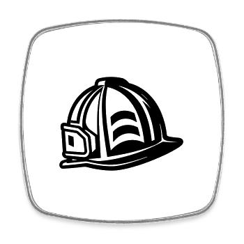 Feuerwehrhelm - Viereckiger Kühlschrankmagnet - Weiß - Vorne