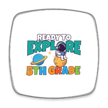 First Day Of School Day Ready to Explore 5th - Square fridge magnet - white - Front