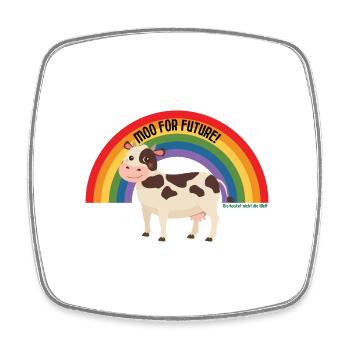 MOO For Future Regenbogen Kuh - Animals for Future - Viereckiger Kühlschrankmagnet - Weiß - Vorne