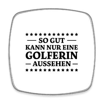 Golferin Minigolf Golf Spruch Golferin Geschenk - Viereckiger Kühlschrankmagnet - Weiß - Vorne