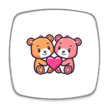 Ours Couple Amoureux Animal Saint Valentin - Magnet carré - blanc - Devant