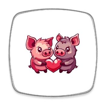 Schwein Paar Verliebt Tier Valentinstag - Viereckiger Kühlschrankmagnet - Weiß - Vorne