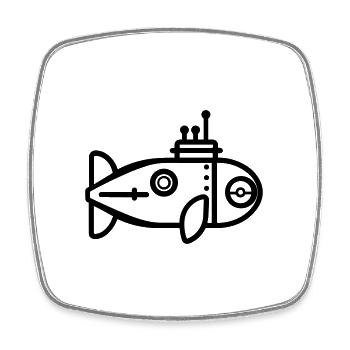U-Boot-Boot - Viereckiger Kühlschrankmagnet - Weiß - Vorne