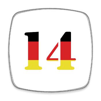 14 Numéro Jersey Allemagne - Magnet carré - blanc - Devant