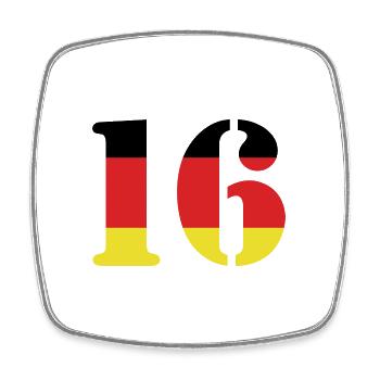 16 Numéro Jersey Allemagne - Magnet carré - blanc - Devant