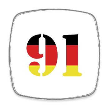 91 Numéro Jersey Allemagne - Magnet carré - blanc - Devant