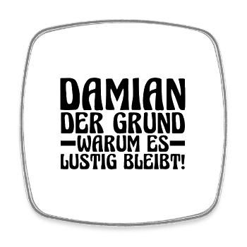 Vorname Damian - Viereckiger Kühlschrankmagnet - Weiß - Vorne