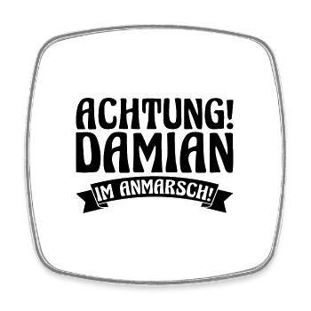 Vorname Damian - Viereckiger Kühlschrankmagnet - Weiß - Vorne