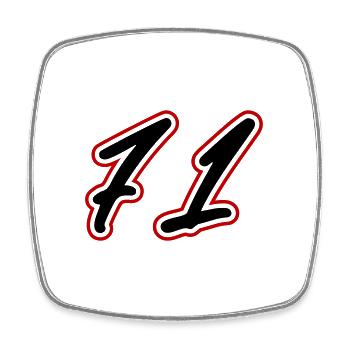 71 Zahl Symbol - Viereckiger Kühlschrankmagnet - Weiß - Vorne