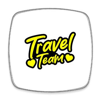 Travel Team - Viereckiger Kühlschrankmagnet - Weiß - Vorne
