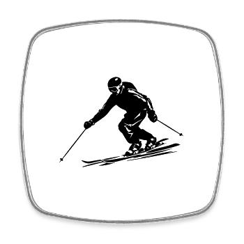 Ski Fahren Skiing Mann Symbol - Viereckiger Kühlschrankmagnet - Weiß - Vorne