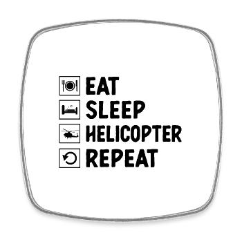 Eat Sleep Helicopter Repeat Chopper Pilot Aviator - Square fridge magnet - white - Front