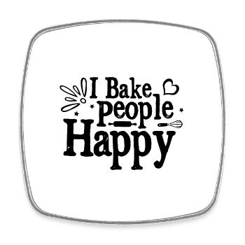 Ich backe Menschen glücklich backen Brot Konditorei Bäcker - Viereckiger Kühlschrankmagnet - Weiß - Vorne