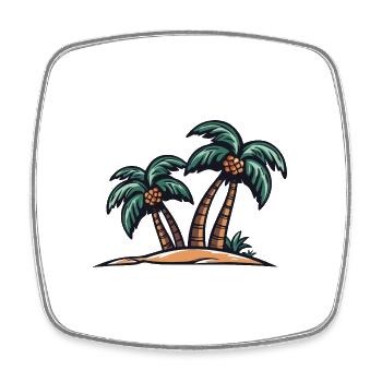 Palm Island - Square fridge magnet - white - Front