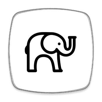 elephant - Magnet carré - blanc - Devant