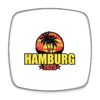 Hambourg 2025 Vacances Palmiers Coloré - Magnet carré - blanc - Devant