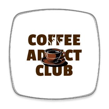 Coffee Addict Club - Lustiges Kaffee-Design - Viereckiger Kühlschrankmagnet - Weiß - Vorne