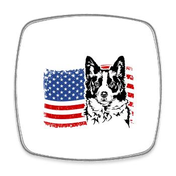 Border Collie US Amérique Drapeau Chiens Chien Wilsigns - Magnet carré - blanc - Devant