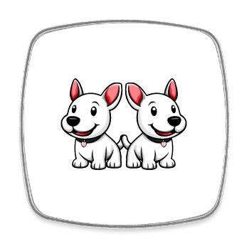 Bull Terrier Chien Bande dessinée - Magnet carré - blanc - Devant