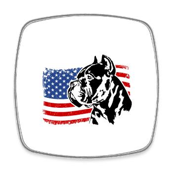 Cane Corso Italiano Amérique Drapeau Chiens Wilsigns - Magnet carré - blanc - Devant