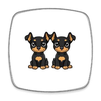 Doberman Hund Comic - Viereckiger Kühlschrankmagnet - Weiß - Vorne