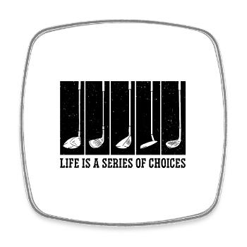 Life Is A Series Of Choices Golf Player Golfing Pu - Viereckiger Kühlschrankmagnet - Weiß - Vorne