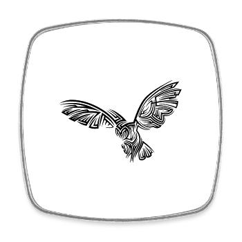 Tatouage tribal Owl - Magnet carré - blanc - Devant