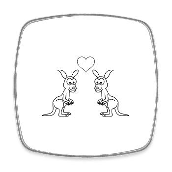 Kangourou Comic Couple Amour - Magnet carré - blanc - Devant